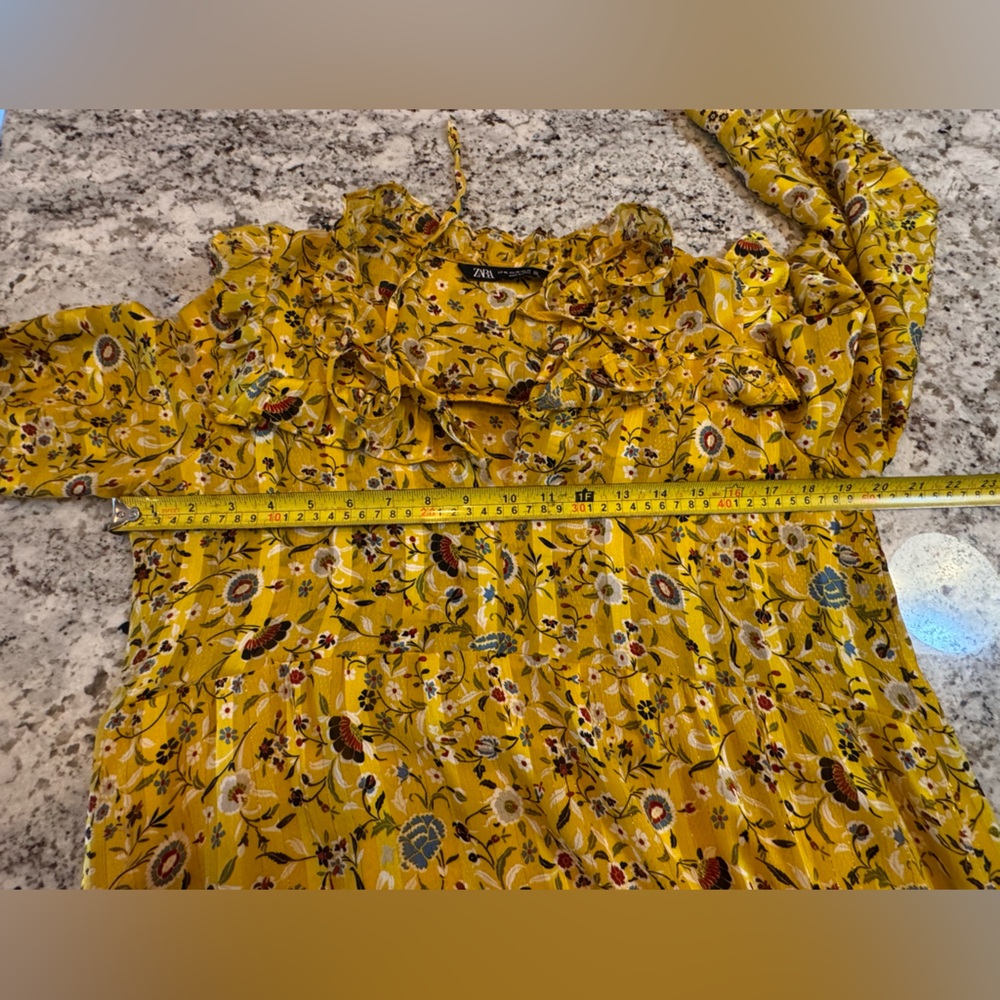 Zara Yellow Floral Ruffle Dress - Picture 4 of 6